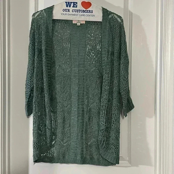 PINK REPUBLIC Women’s Small Coastal Chic Green Cardigan - Picture 3 of 8